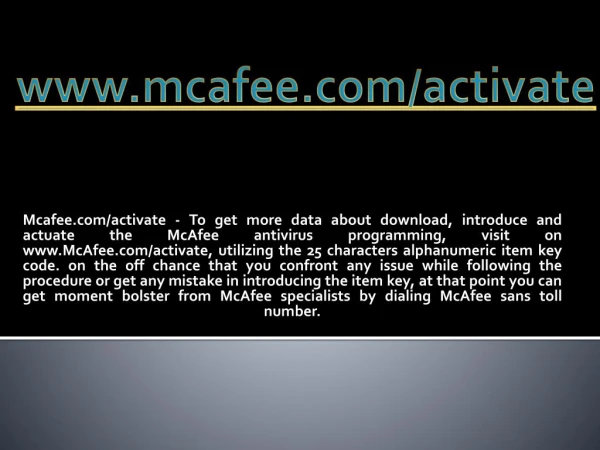www mcafee com activate