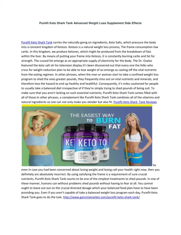 PureFit Keto Reviews Weight Loss Shark Tank Diet Pills! by Order