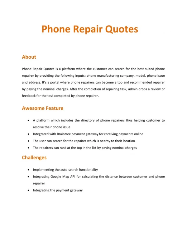 Phone Repair Quotes | Platform connecting Customer and Phone Repairer