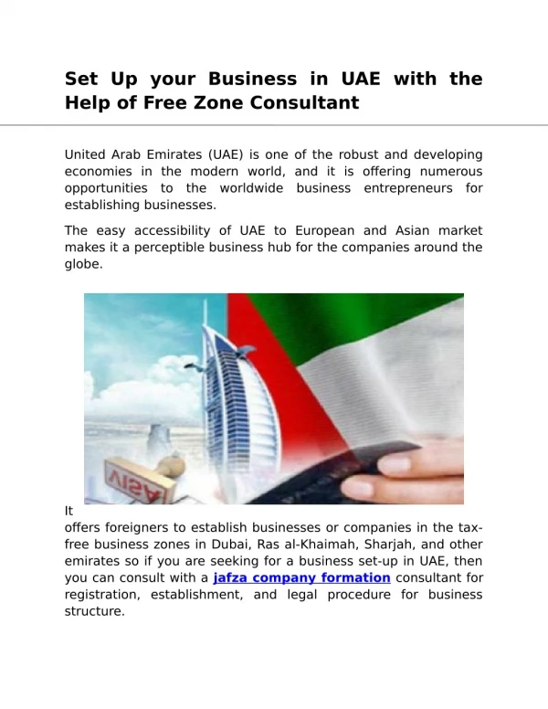 Set Up your Business in UAE with the Help of Free Zone Consultant