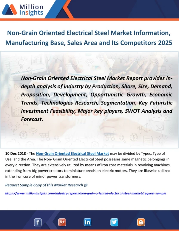 Non-Grain Oriented Electrical Steel Market Information, Manufacturing Base, Sales Area and Its Competitors 2025