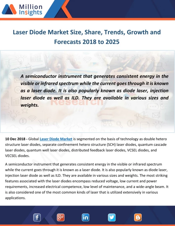 Laser Diode Market Size, Share, Trends, Growth and Forecasts 2018 to 2025