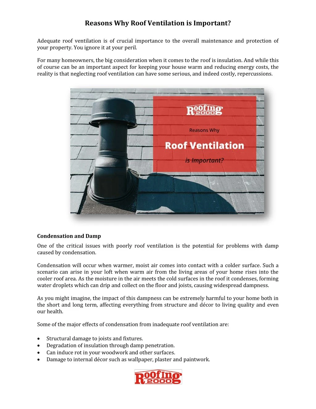 reasons why roof ventilation is important