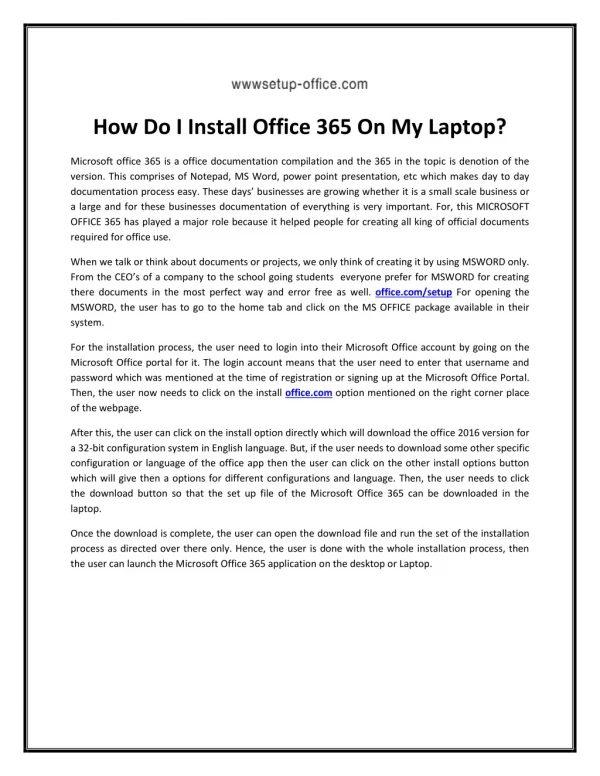 How Do I Install Office 365 On My Laptop?
