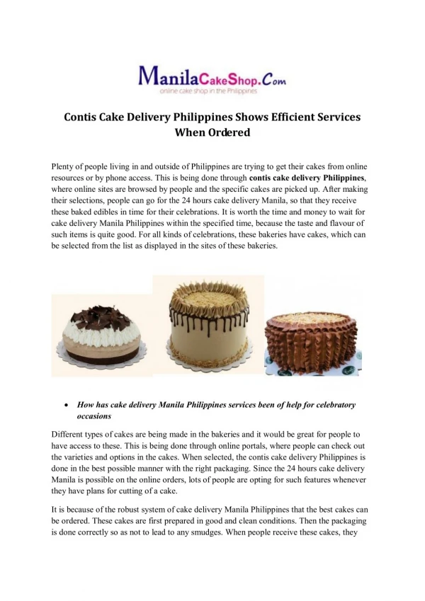 contis cake delivery philippines