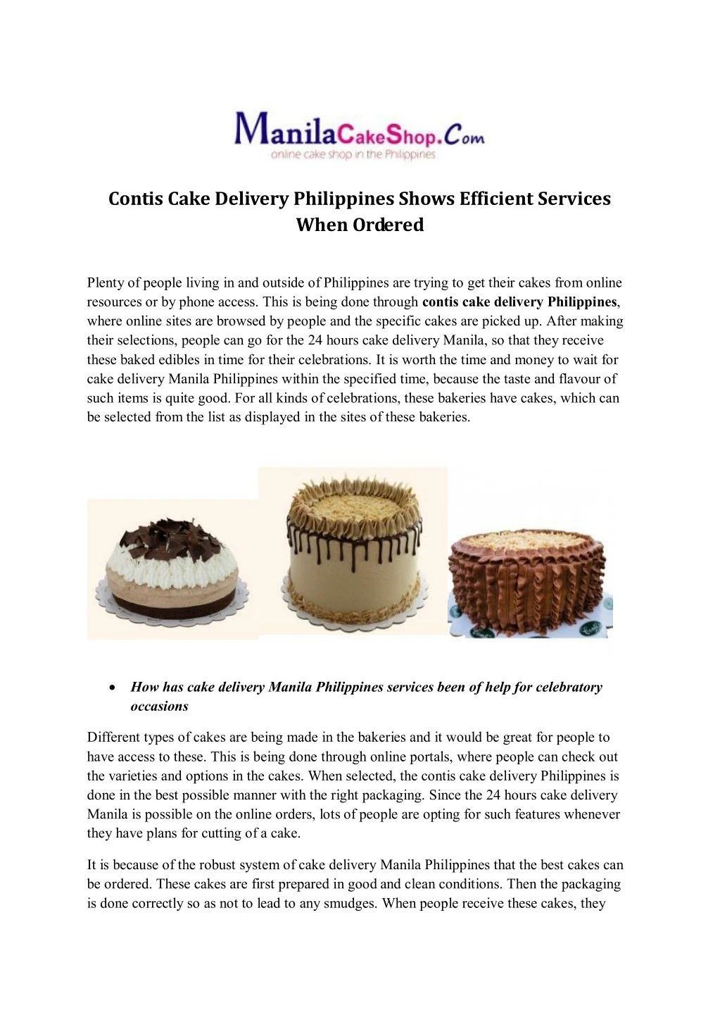 contis cake delivery philippines shows efficient