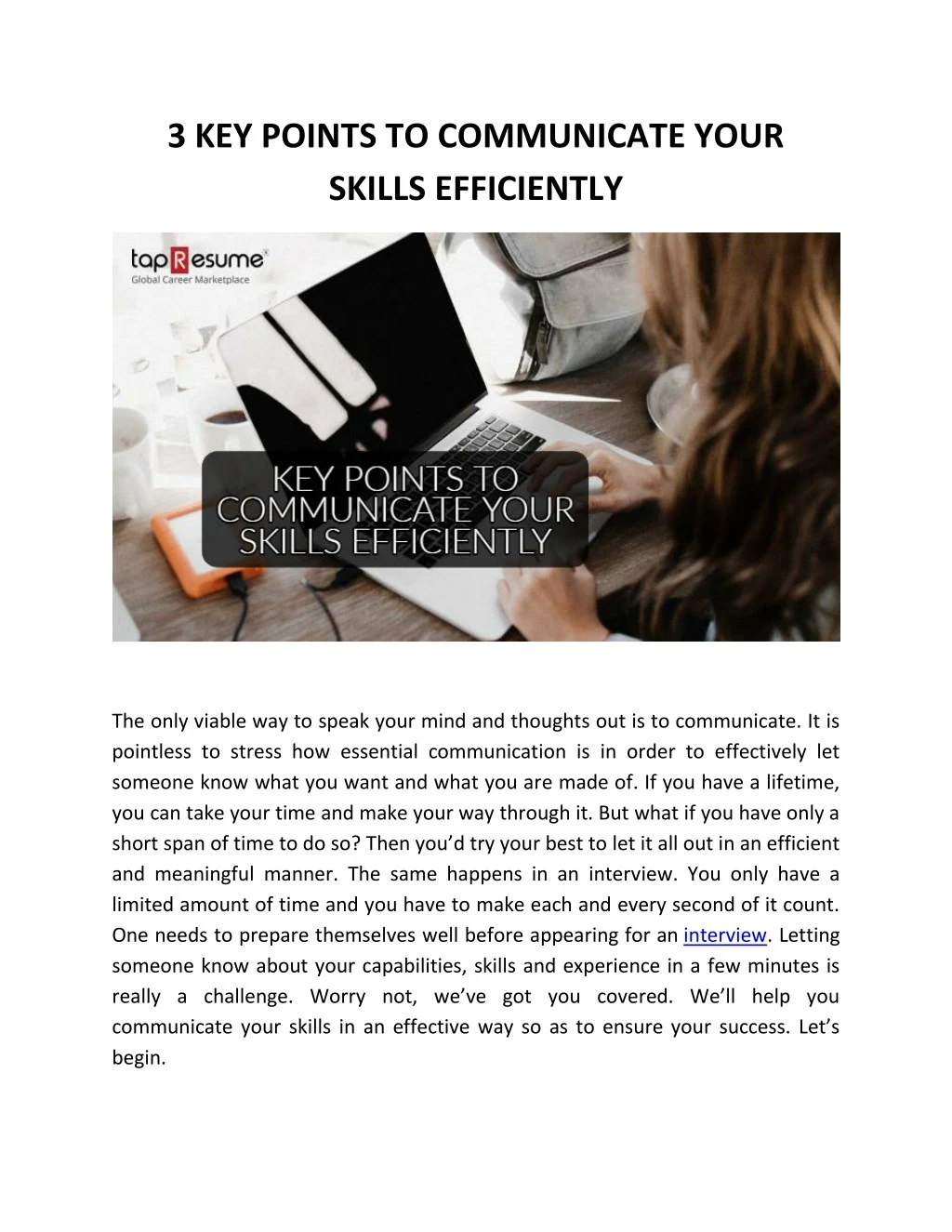 3 key points to communicate your skills