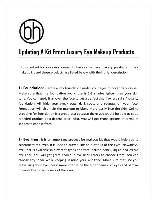 Updating A Kit From Luxury Eye Makeup Products