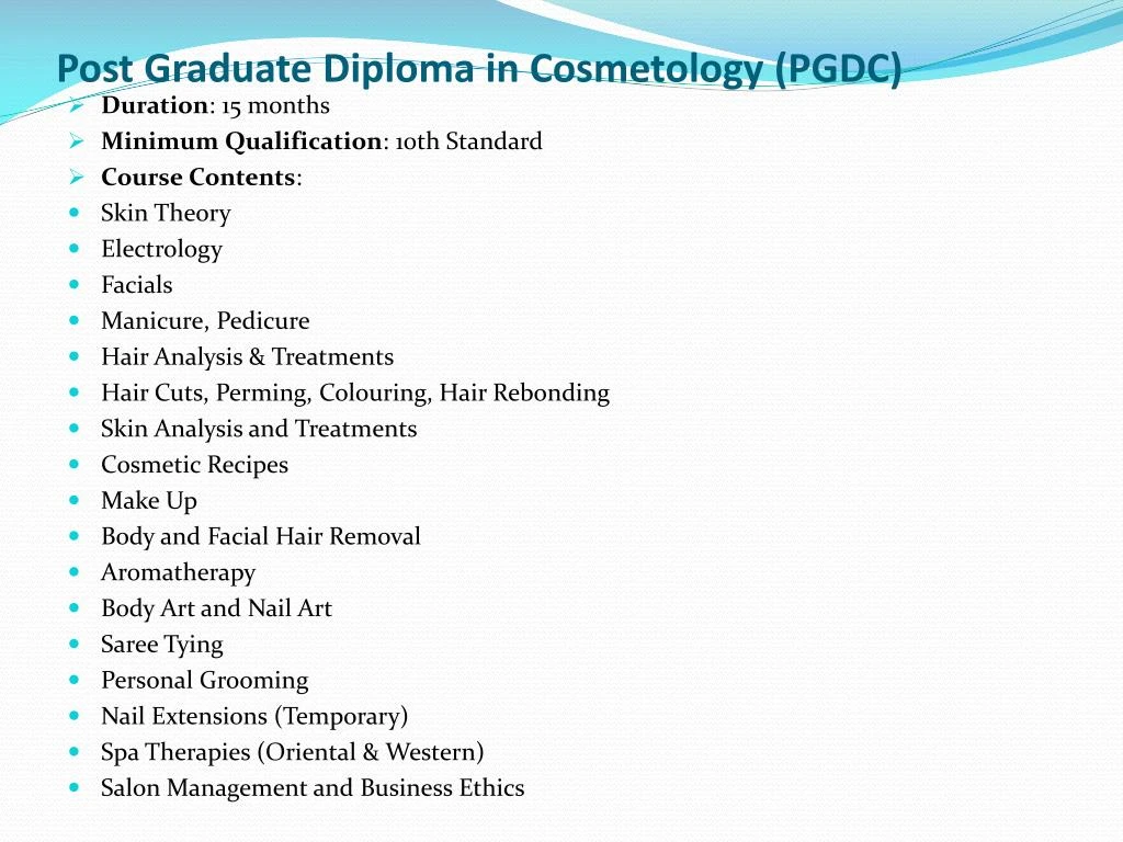 post graduate diploma in cosmetology pgdc
