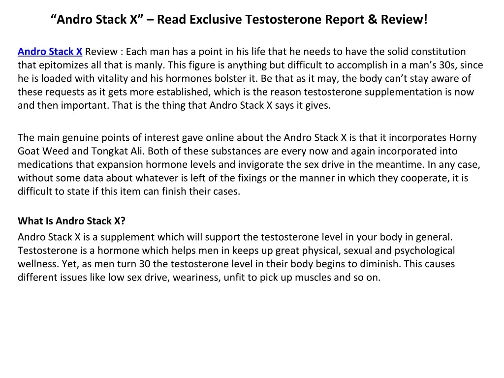 andro stack x read exclusive testosterone report