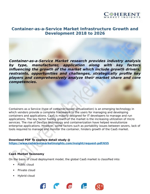 Container-as-a-Service Market Infrastructure Growth and Development 2018 to 2026