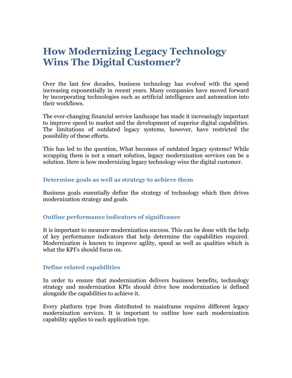 how modernizing legacy technology wins