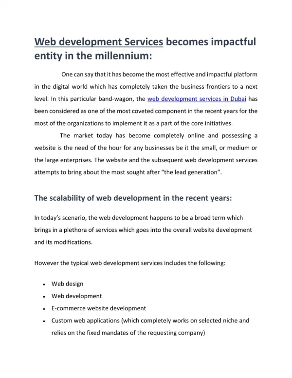 web development services becomes impactful entity