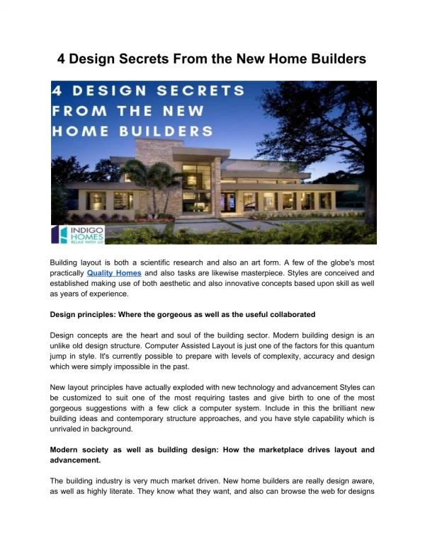 4 Design Secrets From the New Home Builders