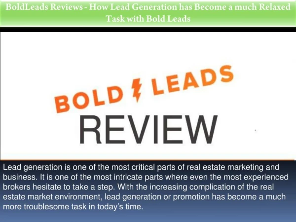 BoldLeads Reviews - How Lead Generation has Become a much Relaxed Task with Bold Leads