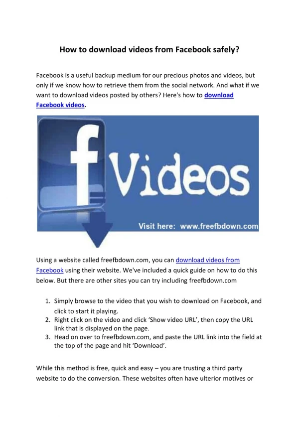 How to download videos from Facebook safely
