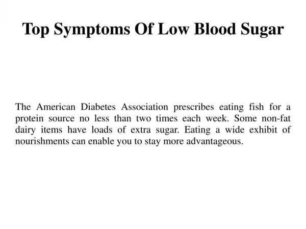 Top Symptoms Of Low Blood Sugar