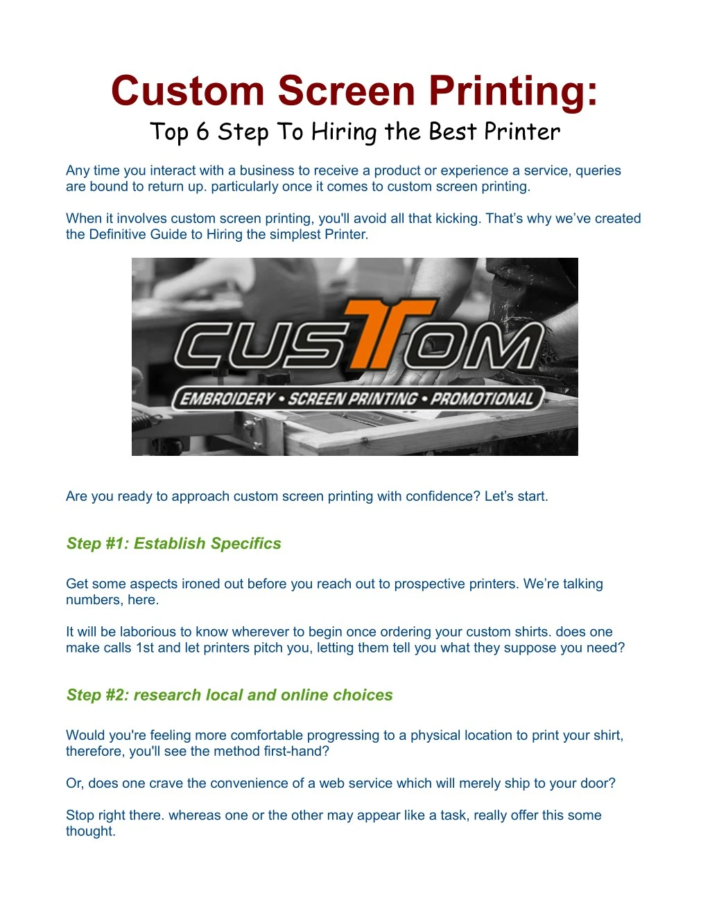 custom screen printing top 6 step to hiring