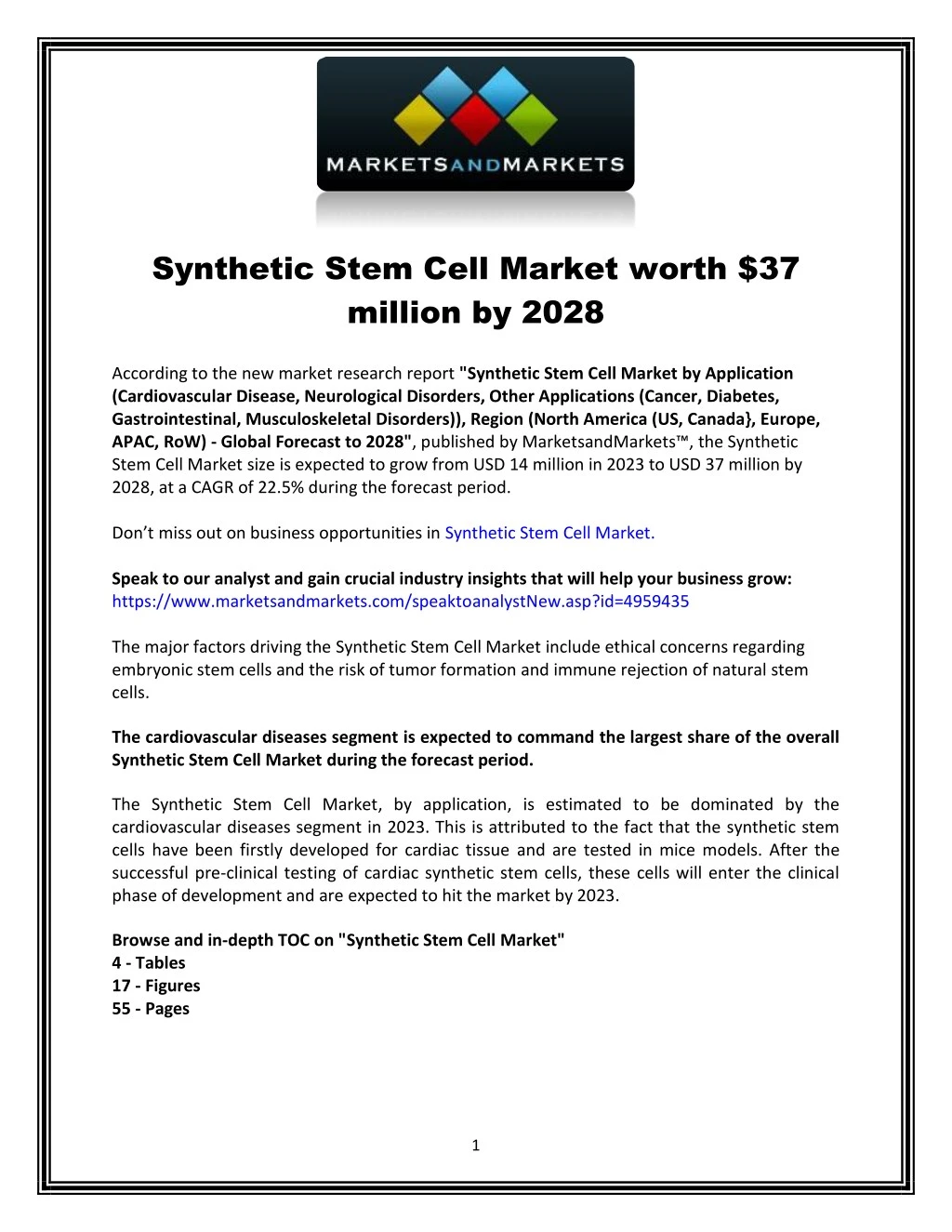 synthetic stem cell market worth 37 million