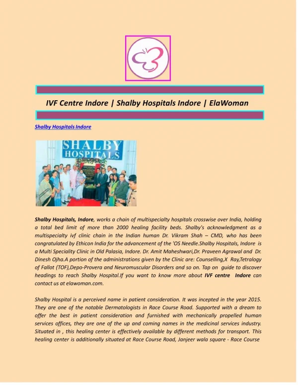 IVF Centre Indore | Shalby Hospitals Indore | ElaWoman