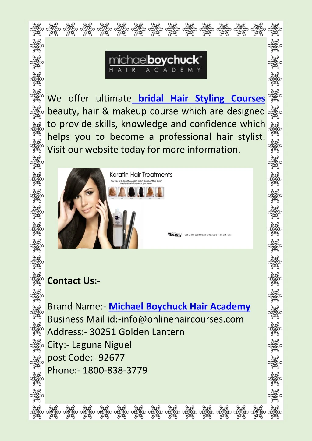 we offer ultimate bridal hair styling courses