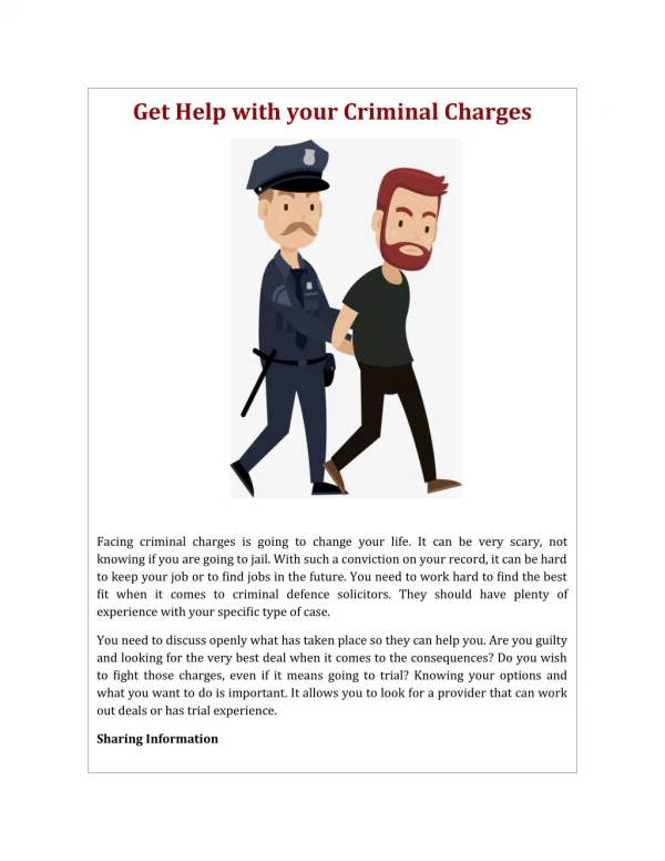 Get Help with your Criminal Charges