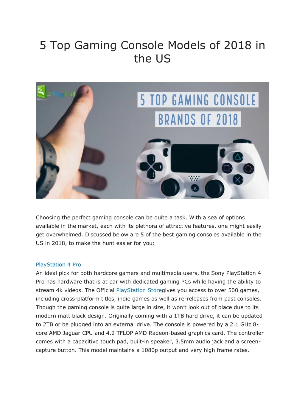 5 top gaming console models of 2018 in the us