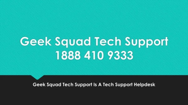 Geek Squad Tech Support Is A Tech Support Helpdesk- Free PDF