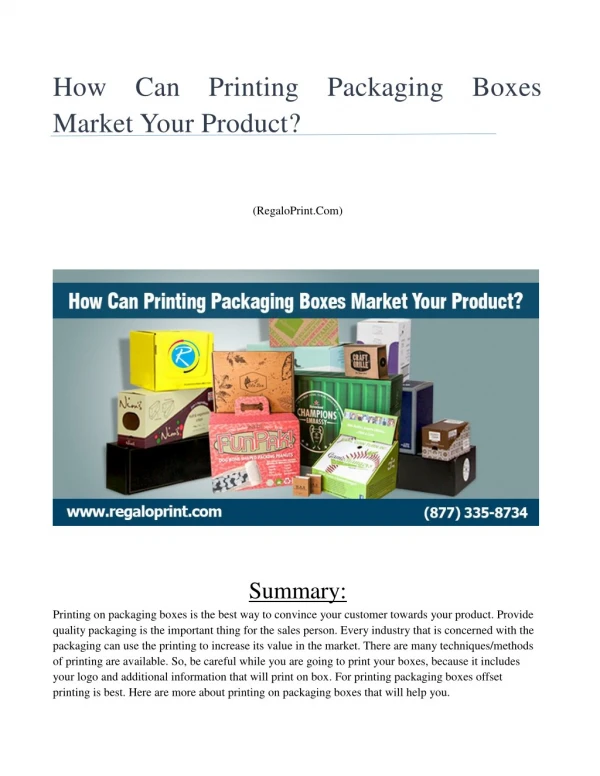 How Can Printing Packaging Boxes Market Your Product?