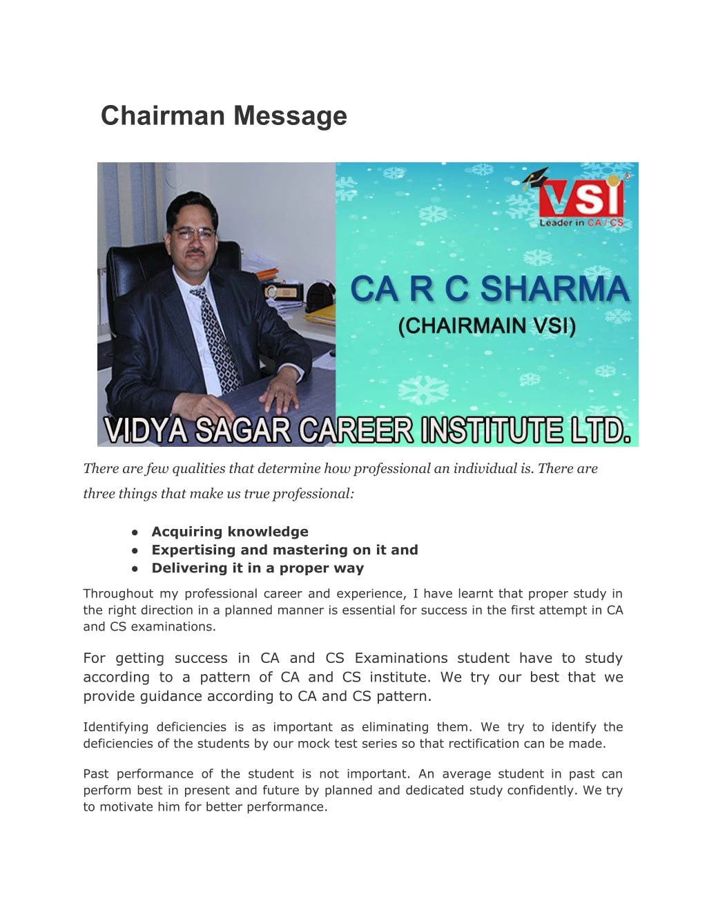 chairman message