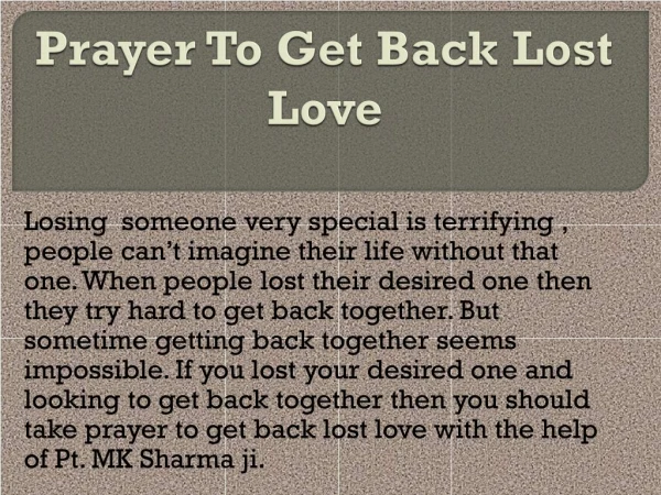 Prayers to get back Lost Love