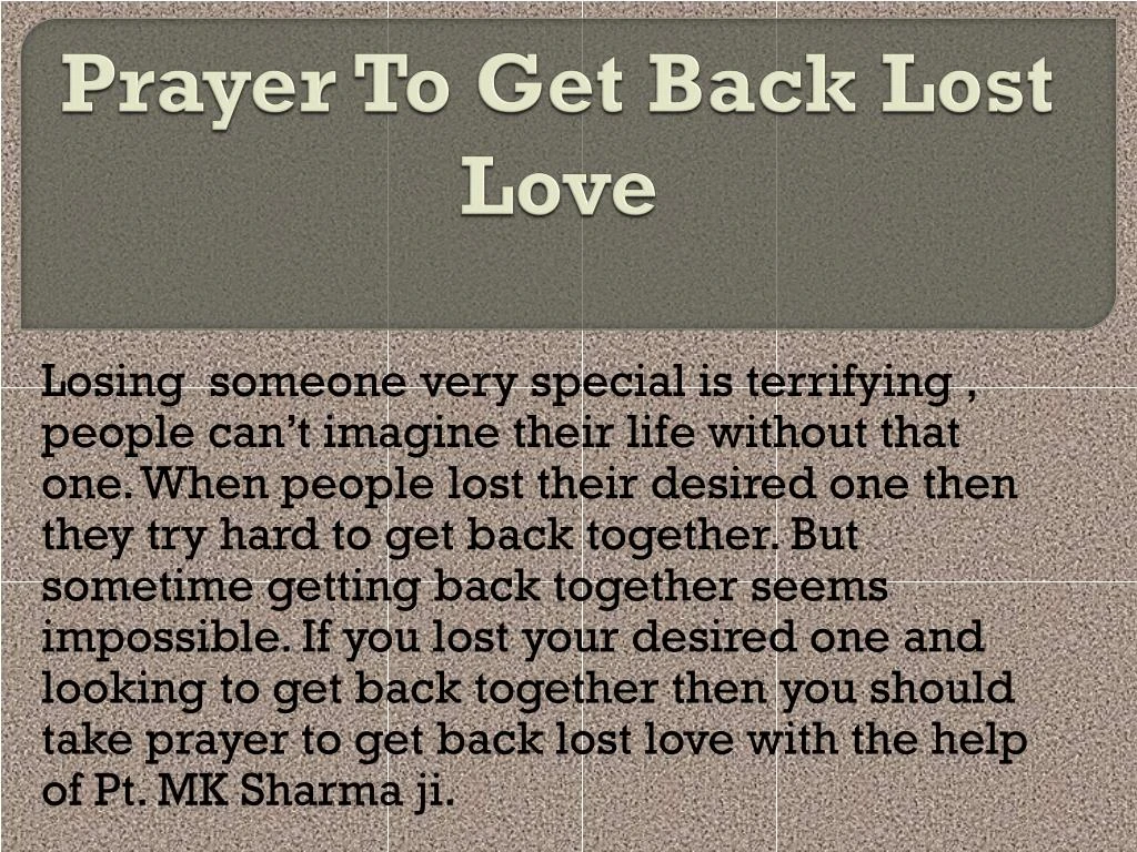 prayer to get back lost love
