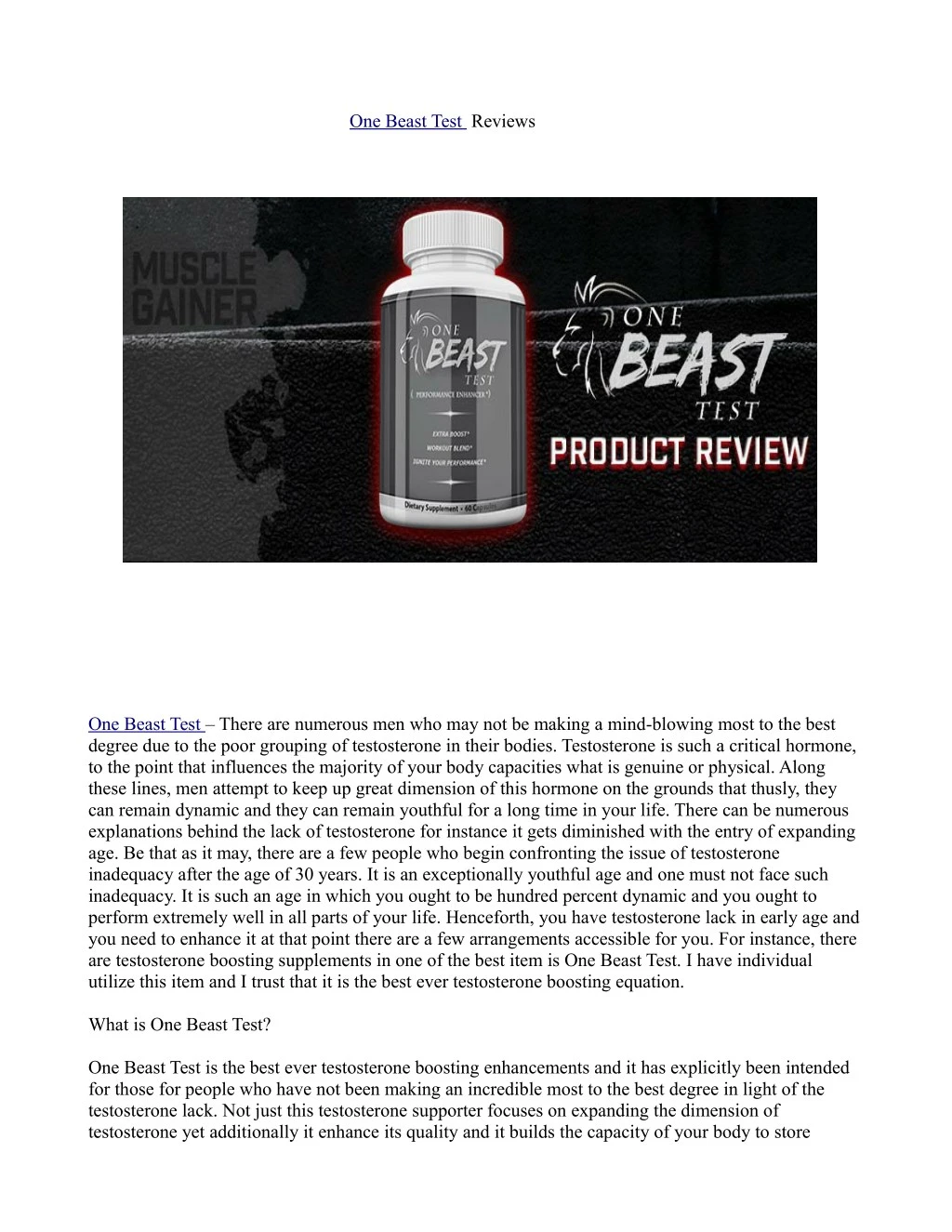 one beast test reviews