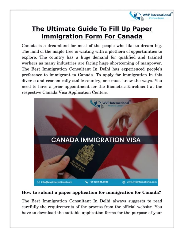 The Ultimate Guide To Fill Up Paper Immigration Form For Canada