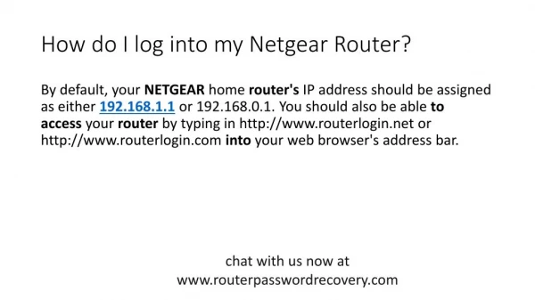 How do I log into my Netgear Router?