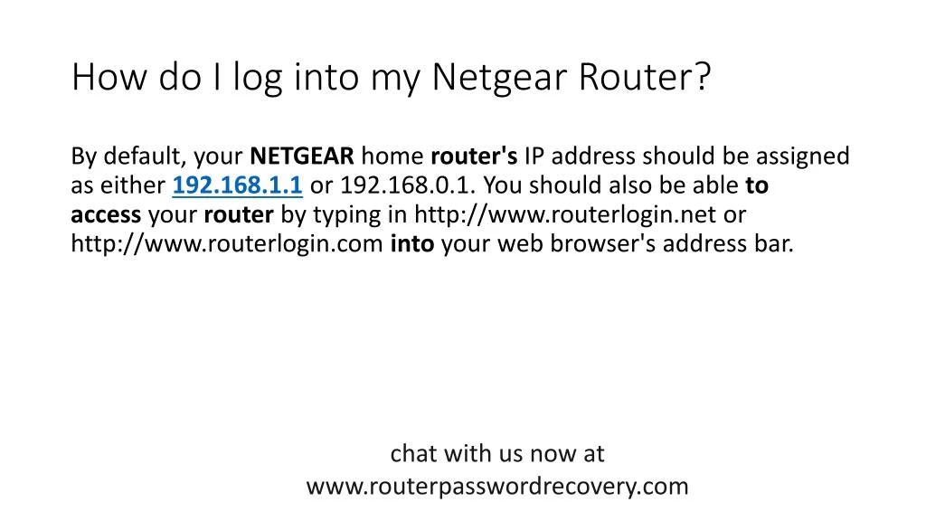 how do i log into my netgear router