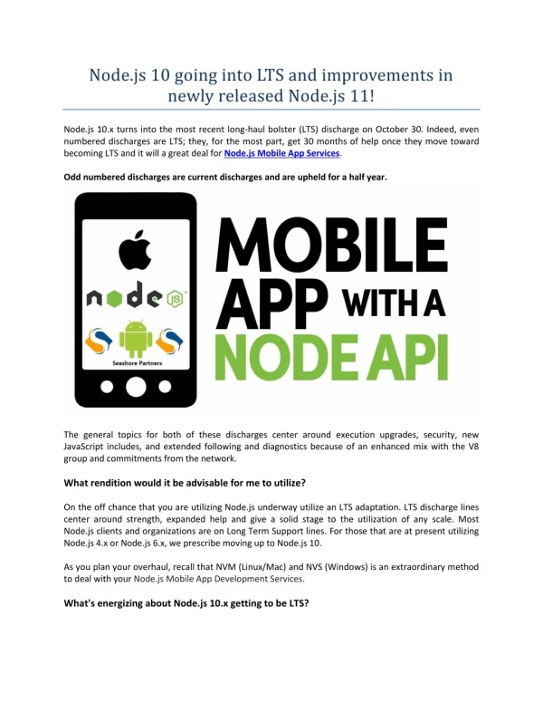 Node.js 10 going into LTS and improvements in newly released Node.js 11! | Seashore Partners