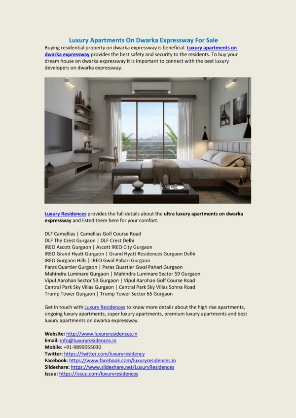 Buy Luxury Apartments On Dwarka Expressway