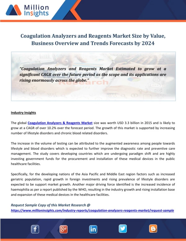 Coagulation Analyzers and Reagents Market Size by Value, Business Overview and Trends Forecasts by 2024