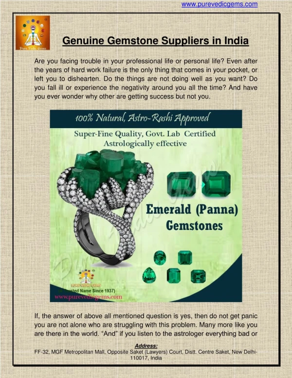 Genuine Gemstone Suppliers in India