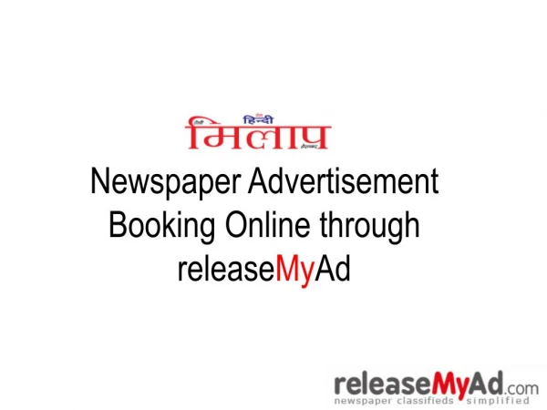 Daily Hindi Milap Newspaper Advertisement Booking Online.