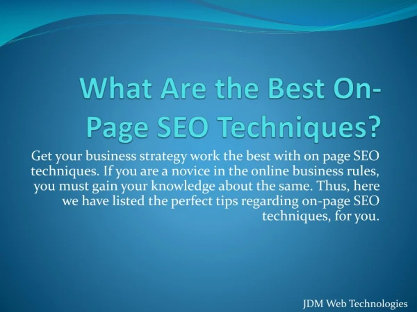 What Are the Best On-Page SEO Techniques?