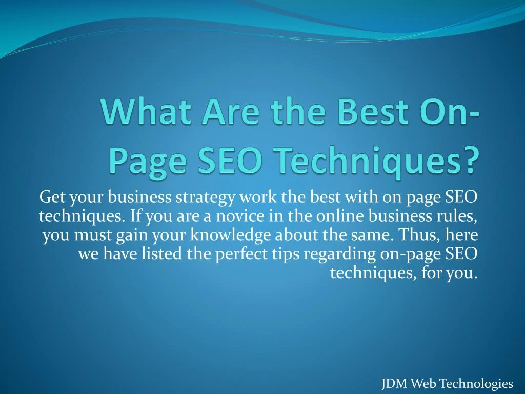 what are the best on page seo techniques