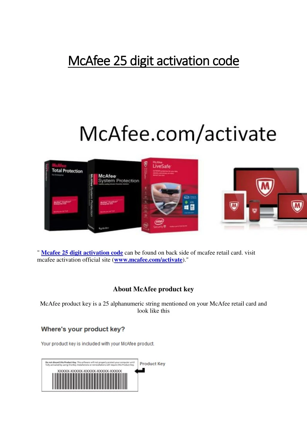 mca mcafee 25 digit activation code fee 25 digit