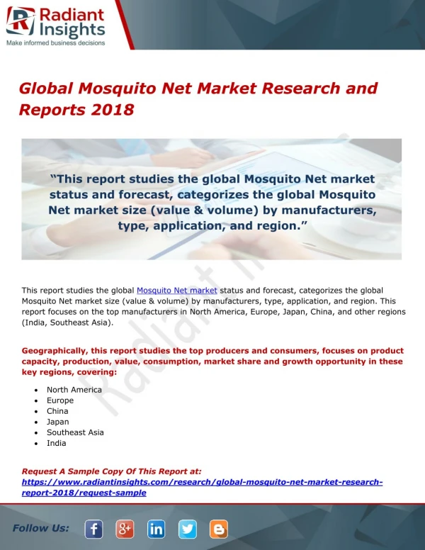 Global Mosquito Net Market Research and Reports 2018