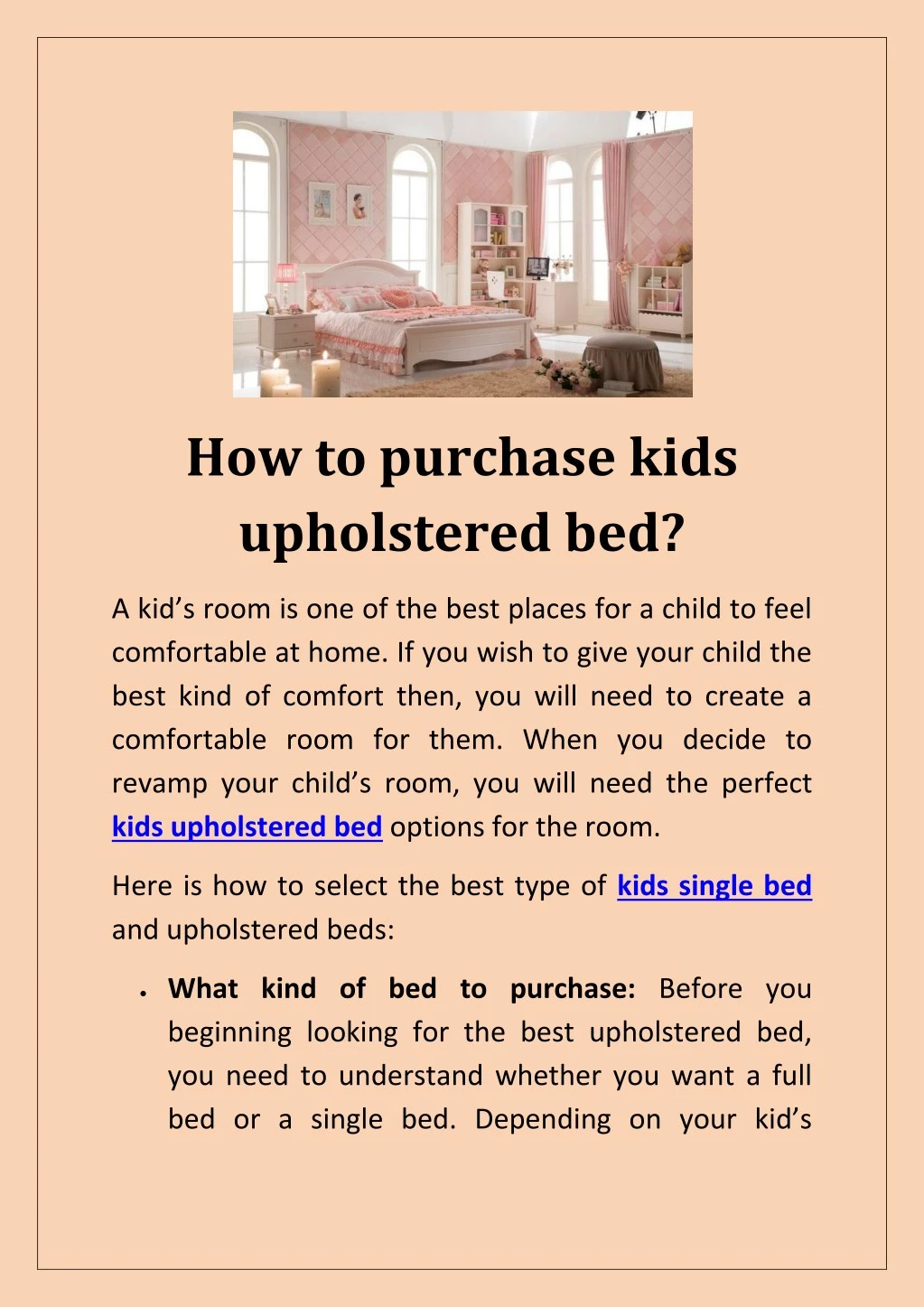 how to purchase kids upholstered bed