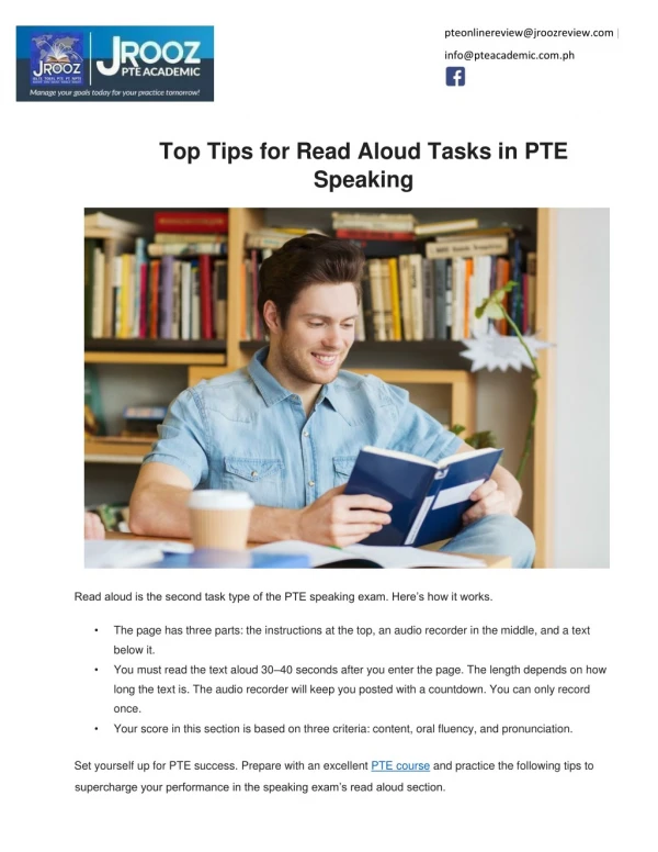 Top Tips for Read Aloud Tasks in PTE Speaking