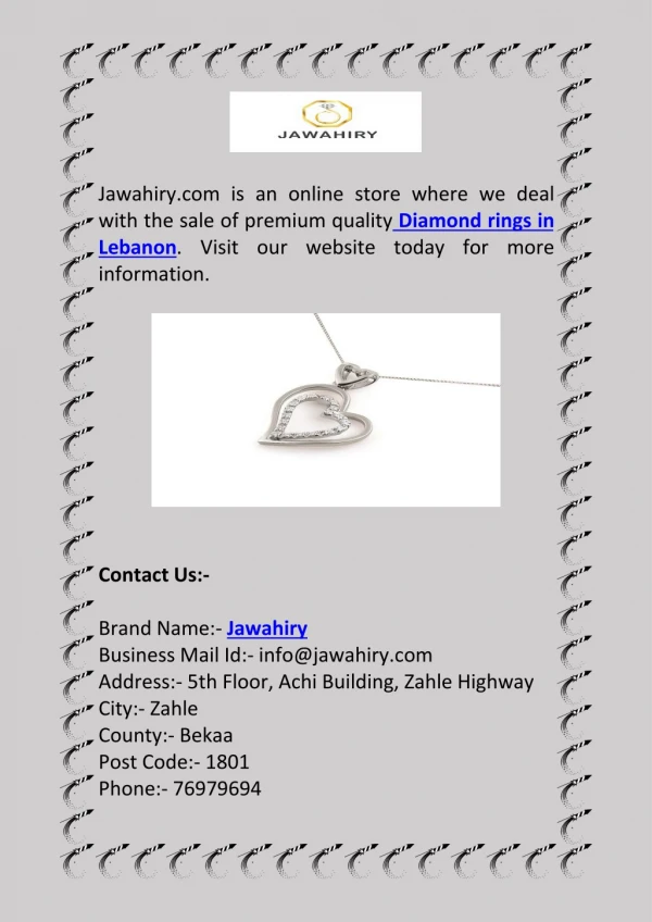 Diamond Rings for Sale in Lebanon | Jawahiry.com