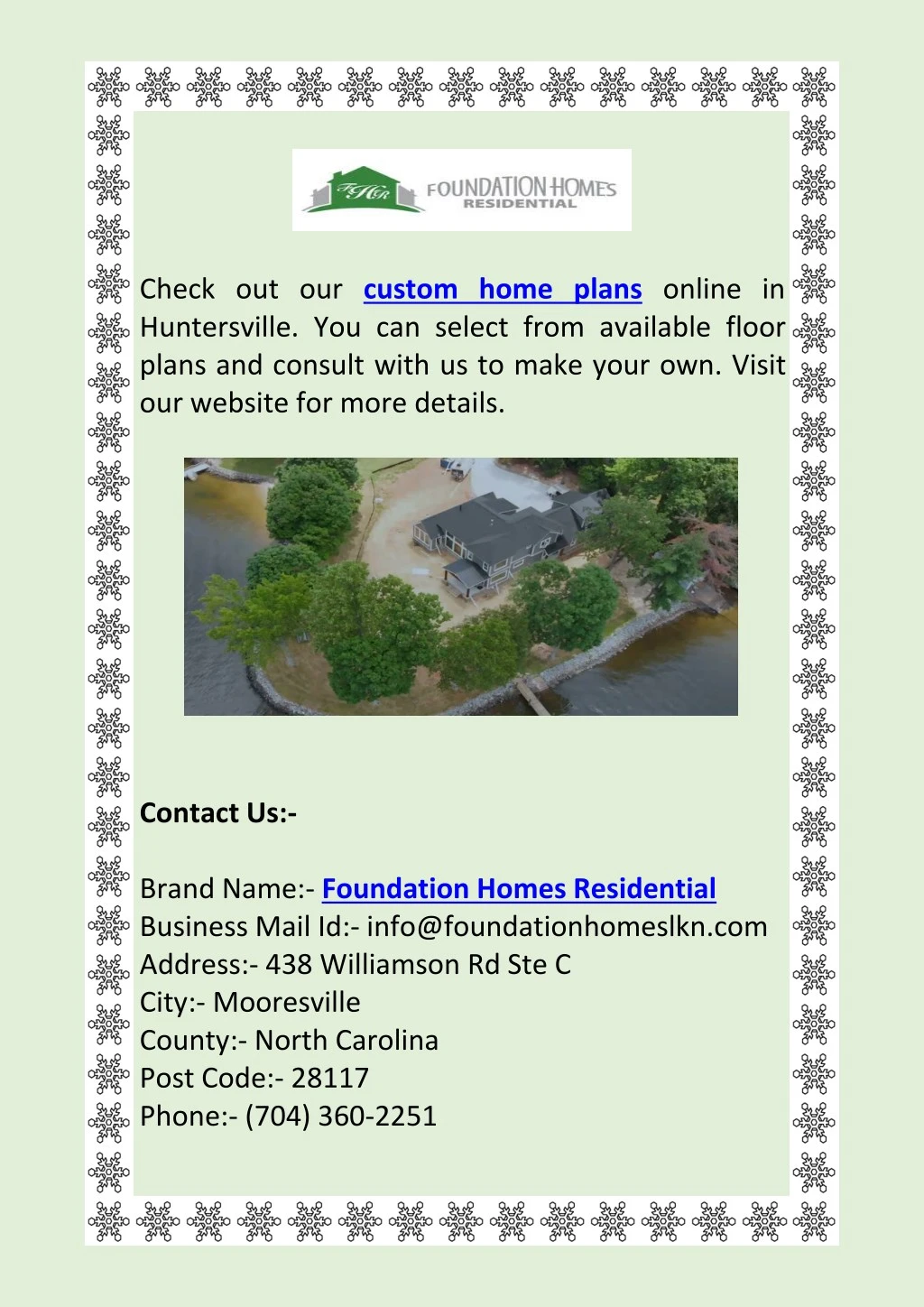 check out our custom home plans online