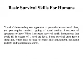 Basic Survival Skills For Humans - slide 1